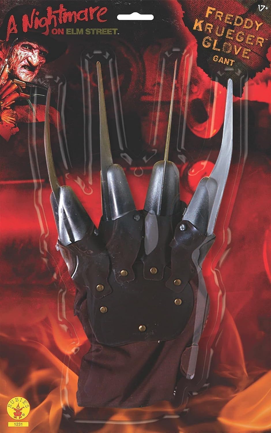 Guante de Freddy Krueger para adulto en su embalaje oficial de Pesadilla en Elm Street