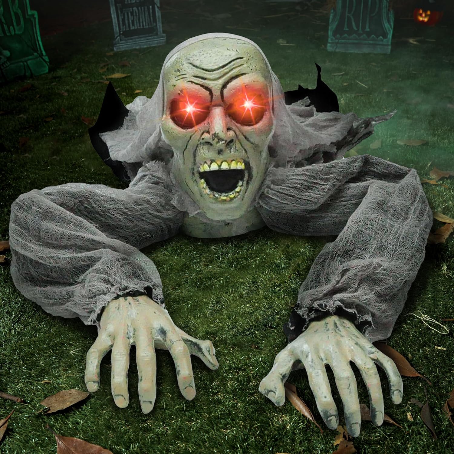 Figura de zombi animado JOYIN con ojos luminosos para decorar en Halloween